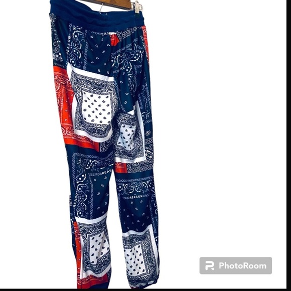 Reason Bandana Red, White & Blue Style Drawstring Joggers Size Small. - Picture 3 of 6
